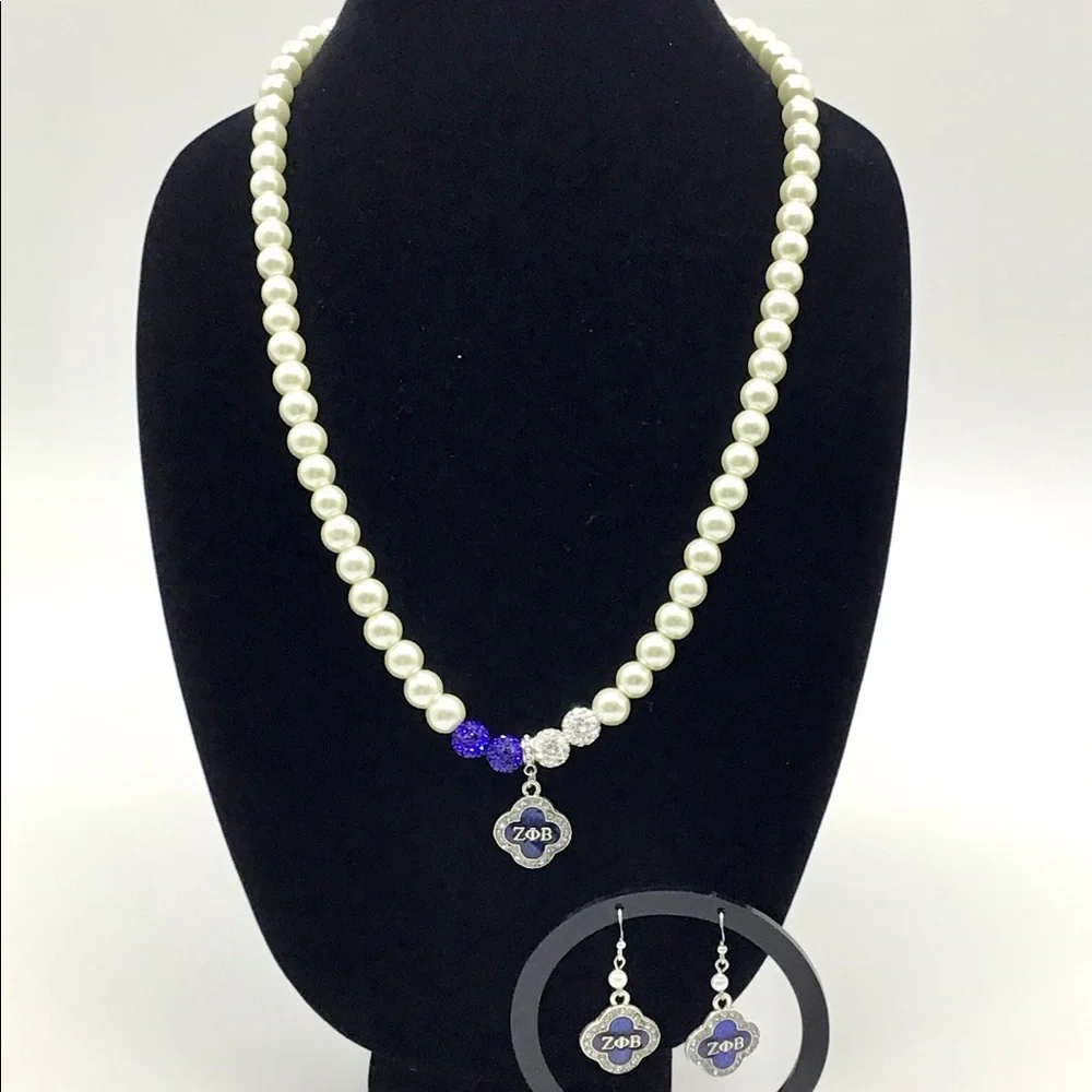 Zeta Phi Beta Necklace and Earring Set - Picture 9 of 9